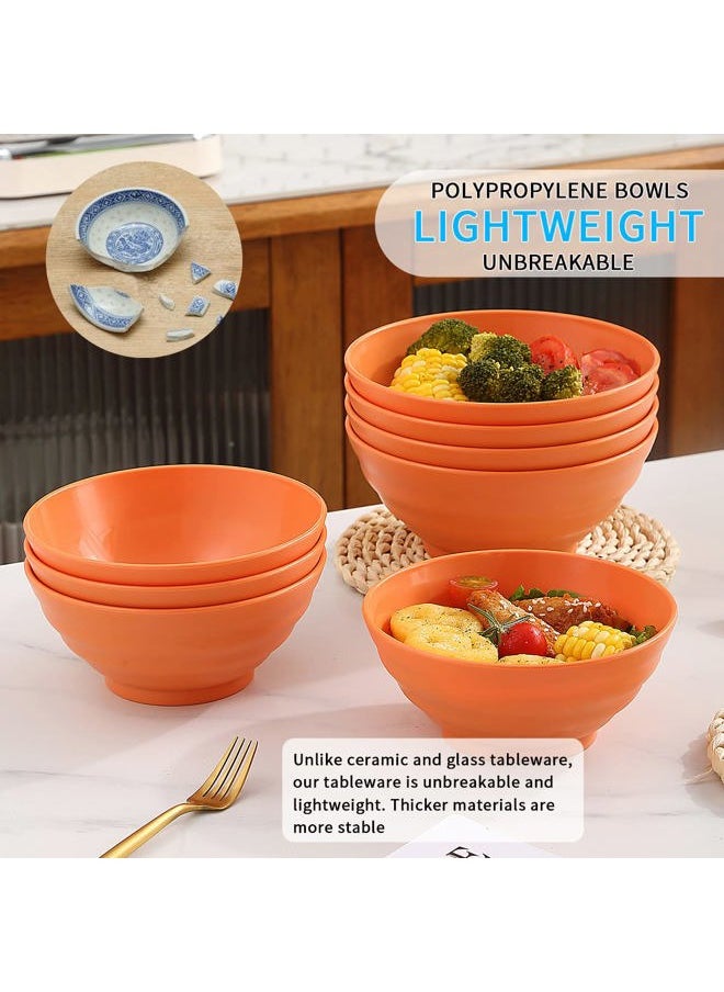 mikimini Plastic Bowls Set of 8 Pieces, 2 Sizes 17/34oz Unbreakable Reusable Light Weight Bowl for Cereal, Noodle, Soup, Pasta, Ramen, Popcorn, Fruit, Salad and All Purpose  - Image 4