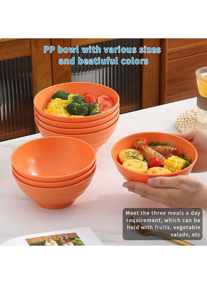 mikimini Plastic Bowls Set of 8 Pieces, 2 Sizes 17/34oz Unbreakable Reusable Light Weight Bowl for Cereal, Noodle, Soup, Pasta, Ramen, Popcorn, Fruit, Salad and All Purpose  - Image 3