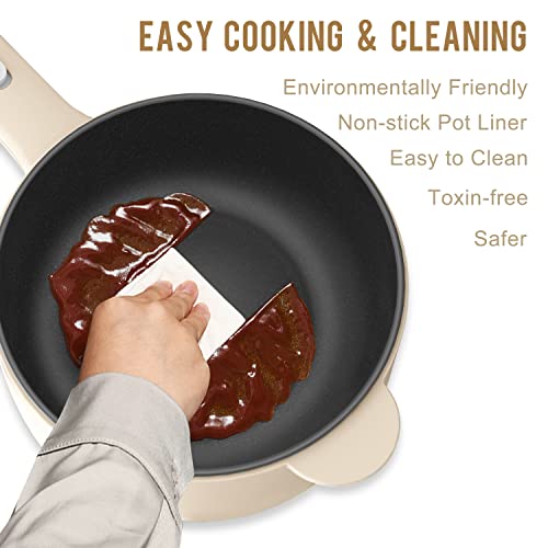 Dezin Electric Cooker, 2L Non-Stick Sauté Pan, Rapid Noodles Cooker, Mini Pot for Steak, Egg, Fried Rice, Ramen, Oatmeal, Soup with Power Adjustment, College Dorm Room Essential - Image 5