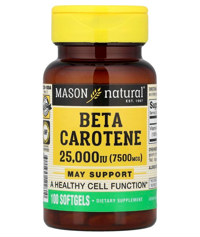 Mason Natural Beta Carotene 7500 mcg (25000 IU) 100 Softgels