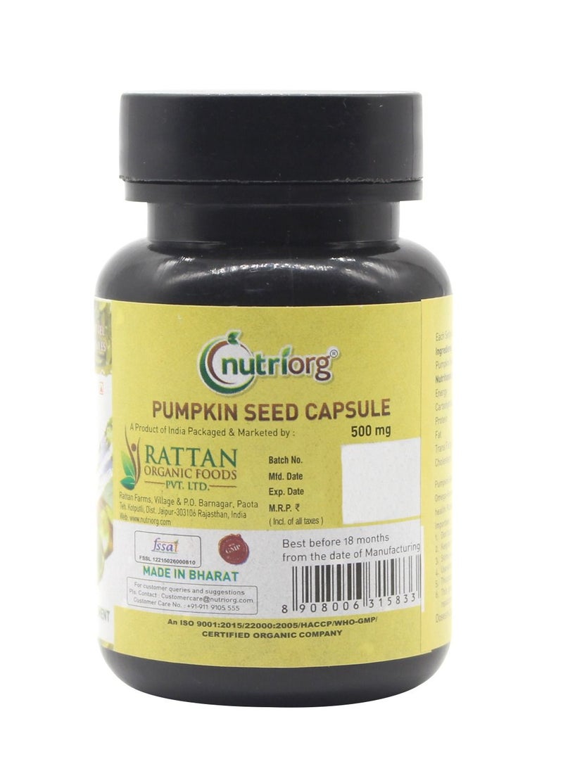 nutriorg - Pumpkin Seed Oil Soft Gel 60 Capsules Bottle - Image 1