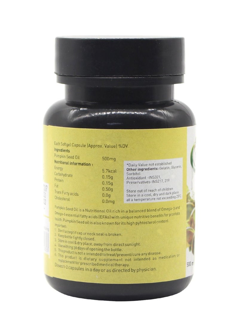 nutriorg - Pumpkin Seed Oil Soft Gel 60 Capsules Bottle - Image 1