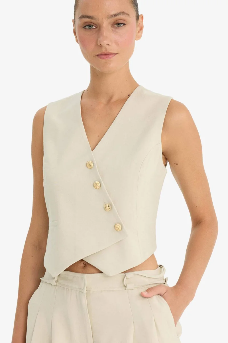 ديفاكتو Asymmetric V-Neck Sensual Vest