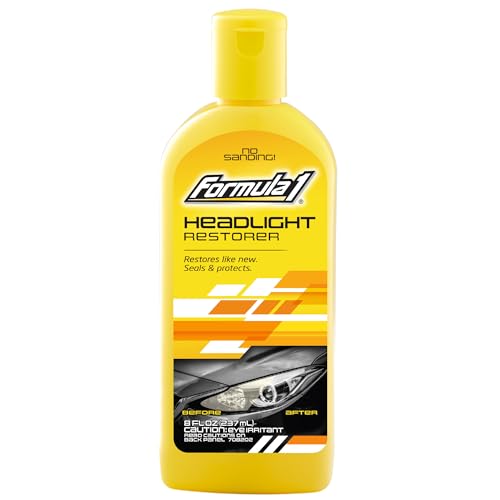 Formula 1 Headlight Restorer & Sealant – One Step Polish to Clean & Renew Yellowed Headlights, Windscreens, or Exterior Plastics (8 oz.) - Image 1