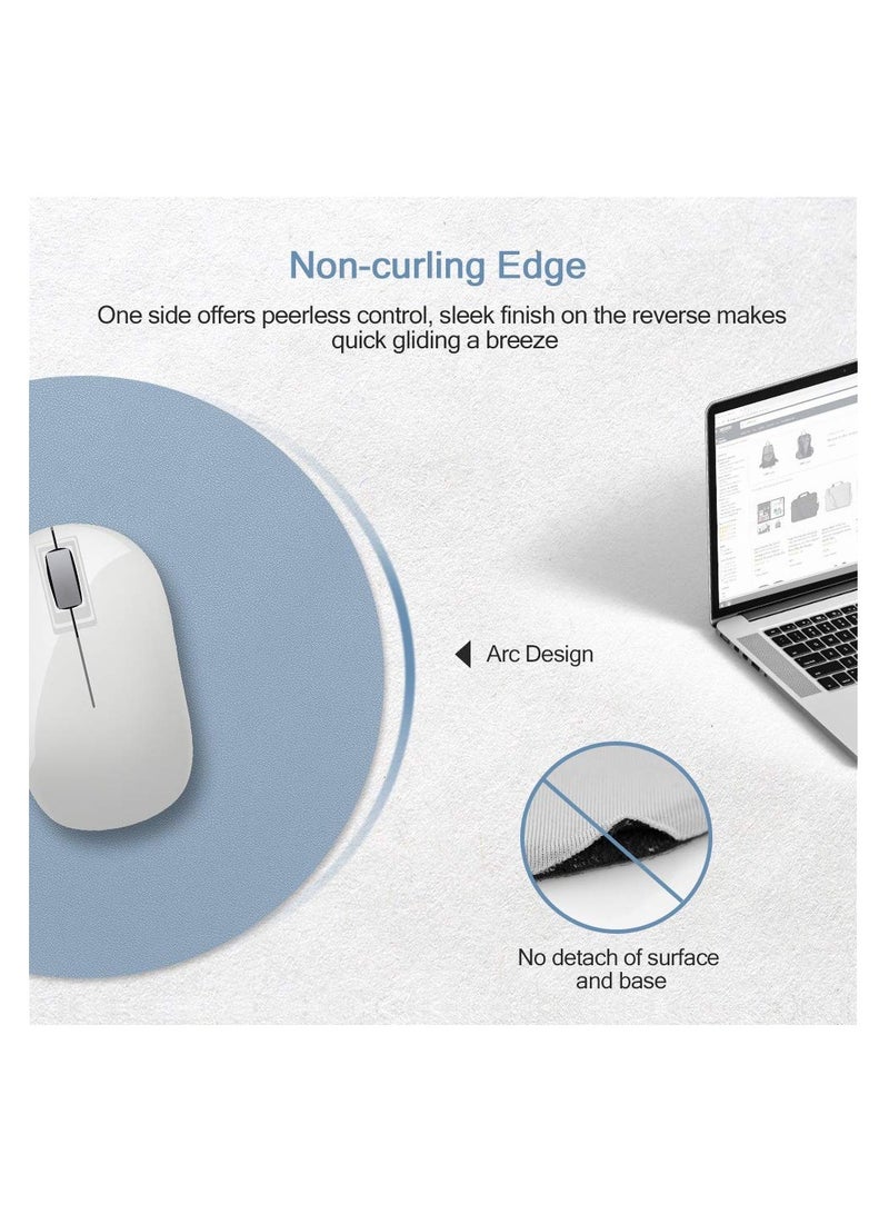 KASTWAVE Mouse Pad Round 7.87in Textured Mousepad Portable Waterproof PU Leather Mouse Mat Dual-Sided Mousepads for Laptop Computers Home Office(Blue) - Image 3