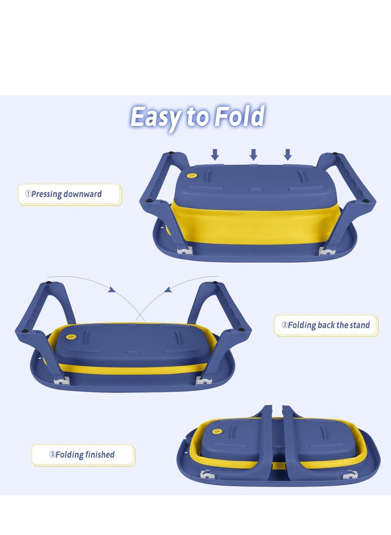 MIXDE 9 Pieces Cute Crab Design Baby Bath Tub Foldable Bathtub + Bathmat Cushion + Temperature Measurement Card, 1 + Duckling Toys, 2 + Ocean Balls, 4  - Image 2
