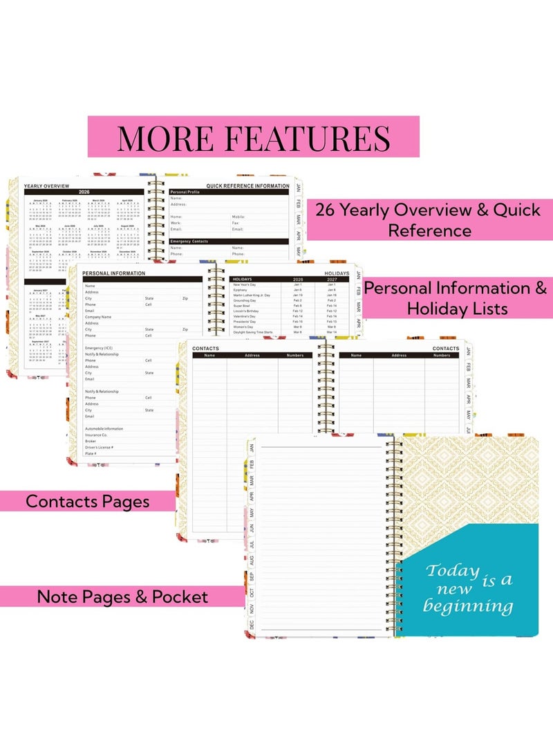 2026 Planner Weekly and Monthly, January to December, 5.7'' x 8.3'' With Elastic Closure, Inner Pocket, Calendar,Teacher Student Planning Agenda book with Tabs, A5 (Cute kittens) - Image 5