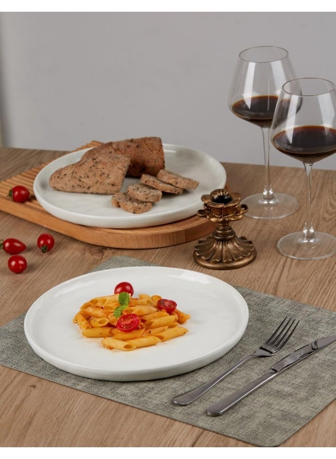 Famiware Mars 6 Piece Stoneware Dinner Plates in 10.25 inches, Scratch Resistant, Modern Rustic Serving Dishes, White - Image 3