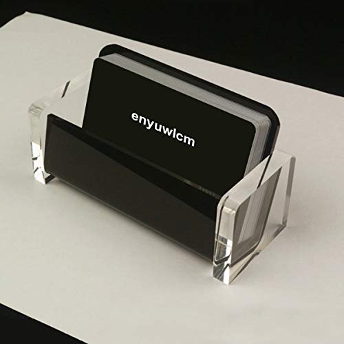 Enyuwlcm Acrylic Desktop Business Card Holder Display for Desk Elegant Business Card Stand for Office Black/Clear with One Non-Slip Mat (Sticky) - Image 4