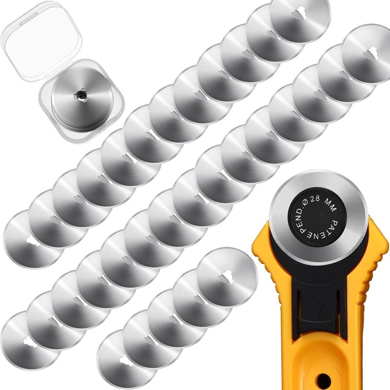 Mudder 36 Packs Rotary Cutter Blades Replacement Blades Compatible with Martelli Truecut Cutter for Patchwork Leather Quilting Sewing Arts Crafts (28 mm) - Image 1