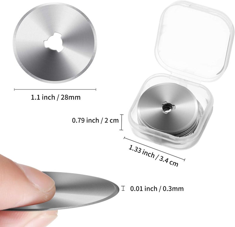 Mudder 36 Packs Rotary Cutter Blades Replacement Blades Compatible with Martelli Truecut Cutter for Patchwork Leather Quilting Sewing Arts Crafts (28 mm) - Image 2