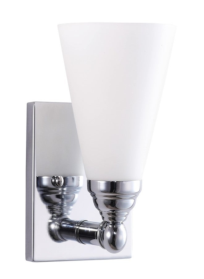 Sunlite Cone Shade Vanity Light Fixture, Wall Mount, Medium (E26) Socket, Standard A19 Bulb Required (60W Max), Bathrooms, Powder Rooms, Frosted Glass Shade, Brushed Nickel Base 1-Light - Image 1