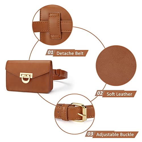 ECOSUSI Fanny Pack for Women PU Leather Belt Bag Waist Bag Fashion Waist Pack Pouch Small Purse for Party, Travel, Hiking - Image 4