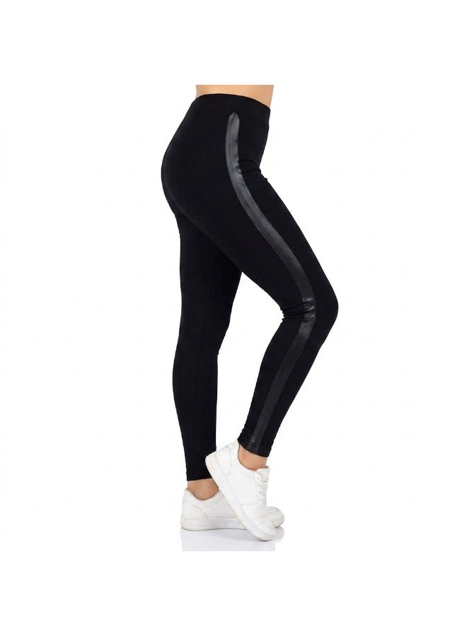 Women's High Waist Sports Leggings Stretch Cotton Lycra Fitness Pants Tummy Control Workout Leggings Breathable Sweat Absorbent Yoga Running Gym Training Activewear Full Length Slim Fit Comfortable Daily Wear -005L - Image 5
