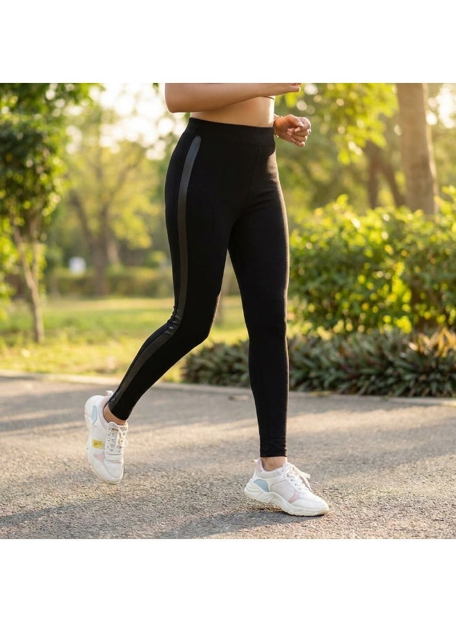 Women's High Waist Sports Leggings Stretch Cotton Lycra Fitness Pants Tummy Control Workout Leggings Breathable Sweat Absorbent Yoga Running Gym Training Activewear Full Length Slim Fit Comfortable Daily Wear -005L - Image 1