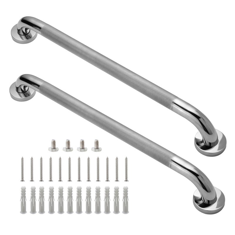 Rackickyer Shower Grab Bar 2 Pack 24 Inch Bathroom Grab Bar 125 Diameter 304 Stainless Steel AntiSlip Grab Bars for Bathtubs and Showers Handicap Shower Grab Bar for Seniors Elderly - Image 2