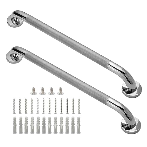 Rackickyer Shower Grab Bar 2 Pack 24 Inch Bathroom Grab Bar 125 Diameter 304 Stainless Steel AntiSlip Grab Bars for Bathtubs and Showers Handicap Shower Grab Bar for Seniors Elderly - Image 1