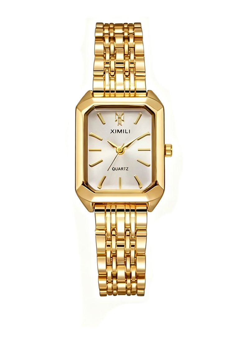 XIMILI Women's Fashion Quartz Watch, Analog Classic Quartz Wristwatch,  High Precision Quartz Quartz Stainless Steel Watch, Gold - Image 2