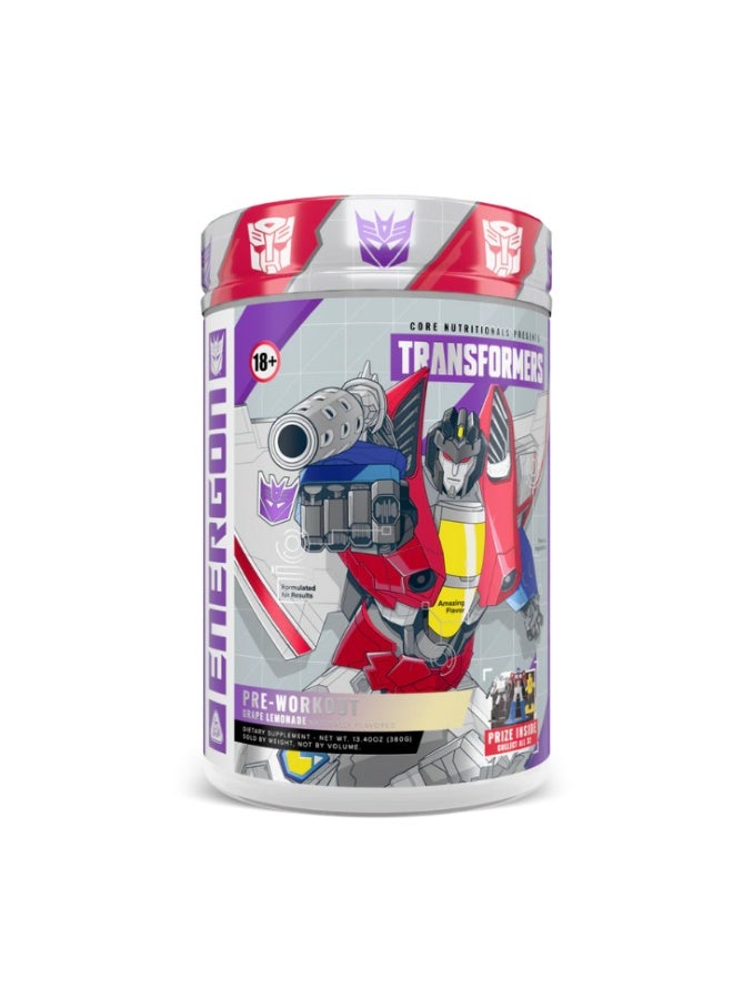 Transformers® Energon Pre‑Workout Powder for Energy, Focus & Pumps, Performance & Endurance Support - Grape Lemonade (Starscream)