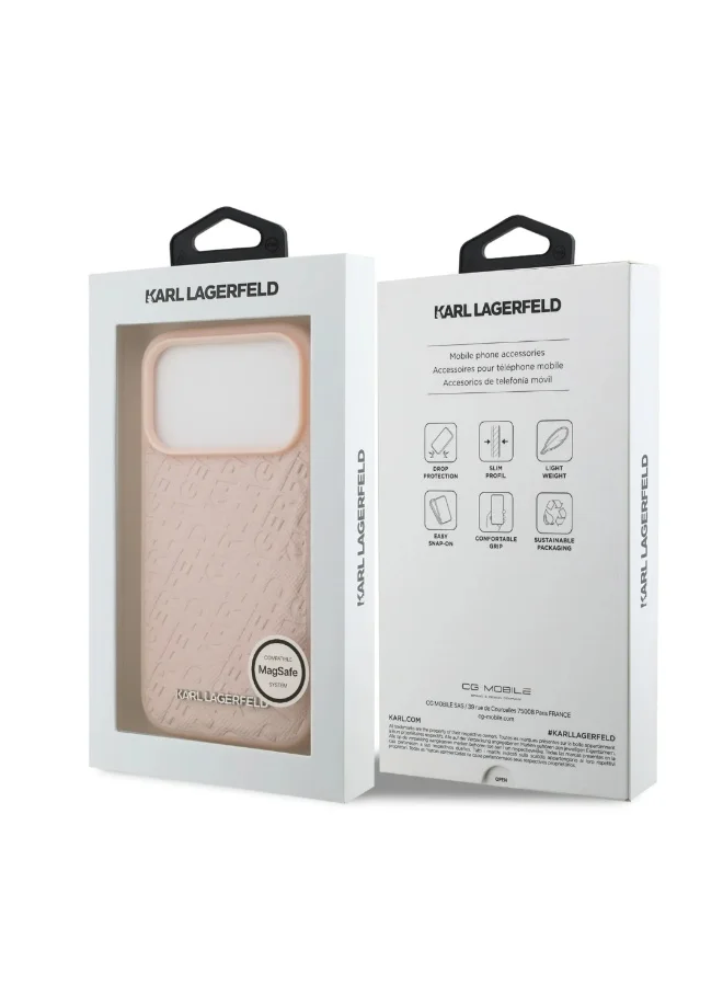 Karl Lagerfeld iPhone 17 Pro Max MagSafe Case / Full Wrapped PU Leather Back Cover With Karl Grain