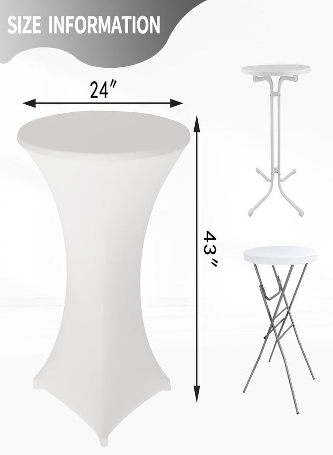 Yahpetes Chair Cover 1 Pcs Table Chair Cover Cocktail Tablecloth Round Spandex Lycra Stretch Cover Tablecloth for Bar, Wedding, Cocktail (White, 24"X43") - Image 3