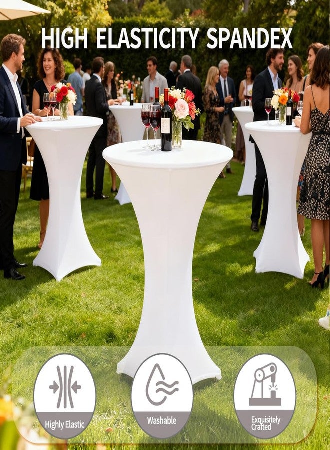 Yahpetes Chair Cover 1 Pcs Table Chair Cover Cocktail Tablecloth Round Spandex Lycra Stretch Cover Tablecloth for Bar, Wedding, Cocktail (White, 24"X43") - Image 2