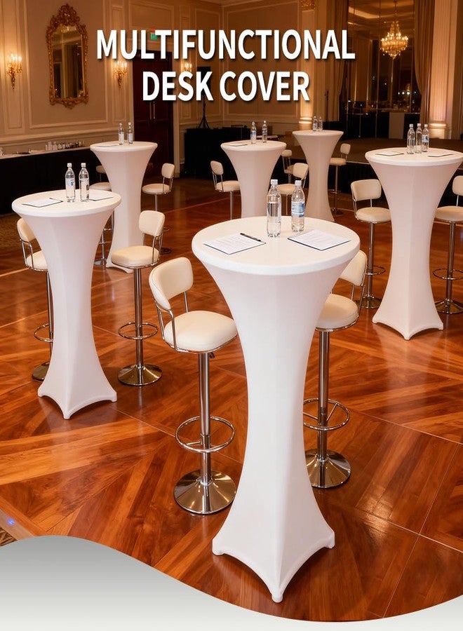 Yahpetes Chair Cover 1 Pcs Table Chair Cover Cocktail Tablecloth Round Spandex Lycra Stretch Cover Tablecloth for Bar, Wedding, Cocktail (White, 24"X43") - Image 5