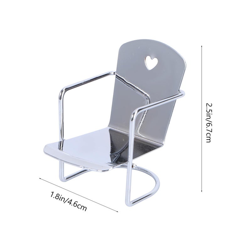 Mini Iron Chair Dollhouse Furniture Accessories Small Scale Decoration For Home Display - Image 3