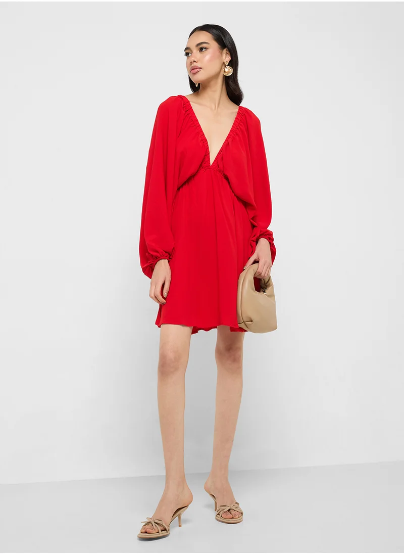 جينجر Balloon Sleeve Dress