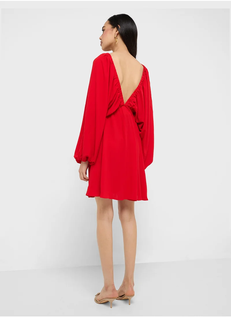 جينجر Balloon Sleeve Dress