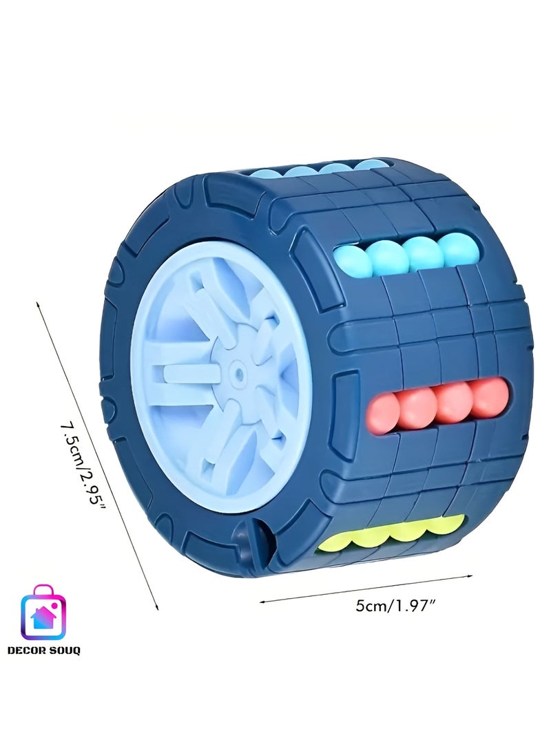 DECOR SOUQ Interactive Educational Puzzle Toy for Kids Ages 3+, 1pc 3D Puzzle Cube Toy, Magic Bean Gyro Spinner, Colorful Bead Roller with Rotating Wheels, Fun Brain Teaser for Problem Solving, Ideal Gift for Boys and Girls, Safe and Durable Design, Brain Teasing Game for Youngsters, Blue Color - Image 5