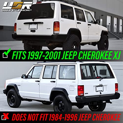 USR UNIQUE STYLE RACING مصابيح خلفية دخانية حمراء داكنة USR DEPO 97-01 Cherokee (يسار + يمين) متوافقة مع هيكل جيب شيروكي XJ من 1997-2001 (عدسة حمراء داكنة، توصيل وتشغيل، مجموعة 2 قطعة) - Image 3