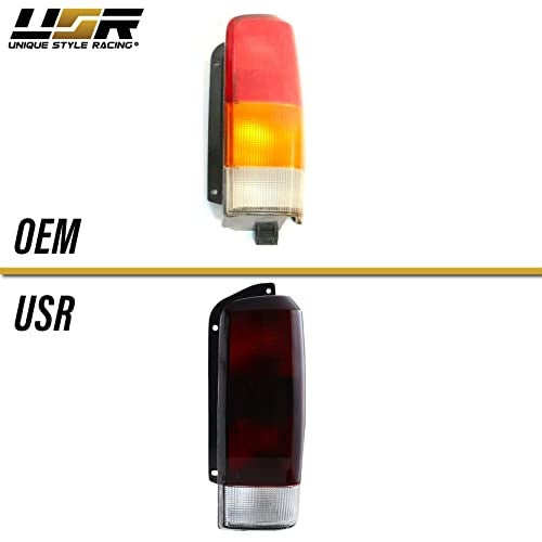USR UNIQUE STYLE RACING مصابيح خلفية دخانية حمراء داكنة USR DEPO 97-01 Cherokee (يسار + يمين) متوافقة مع هيكل جيب شيروكي XJ من 1997-2001 (عدسة حمراء داكنة، توصيل وتشغيل، مجموعة 2 قطعة) - Image 5