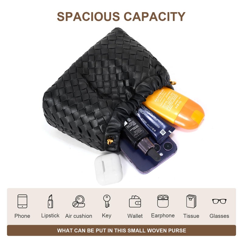 MELOLILA Mini Woven Purse Dumpling Bag Woven Crossbody Bag Evening Purse for Women - Image 4