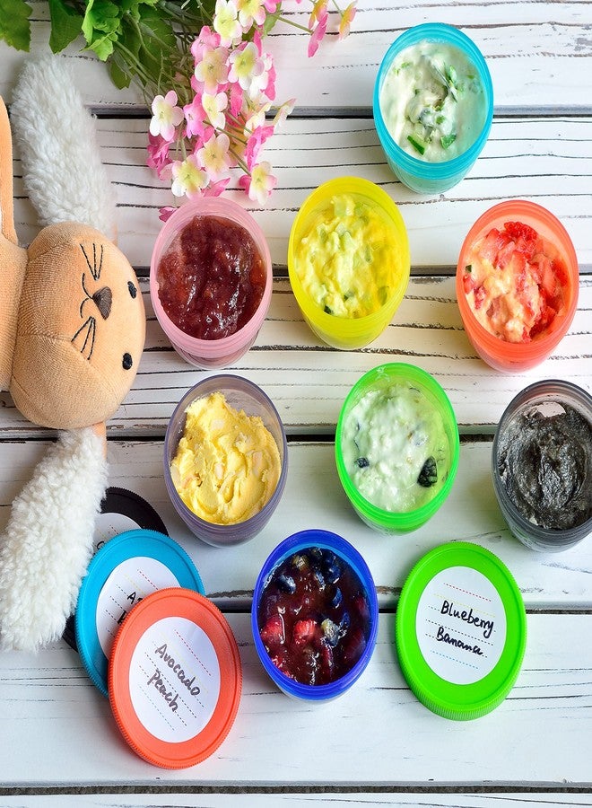 Youngever 18 Pack 1/2 Cup Small Food Containers with Lids, 4 oz Mini Food Storage Containers, Condiment, and Sauce Containers, 9 Assorted Colors, with Lids Labels - Image 2