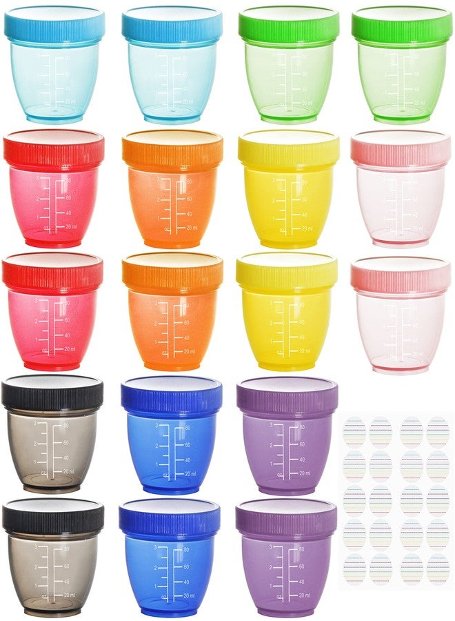 Youngever 18 Pack 1/2 Cup Small Food Containers with Lids, 4 oz Mini Food Storage Containers, Condiment, and Sauce Containers, 9 Assorted Colors, with Lids Labels - Image 1