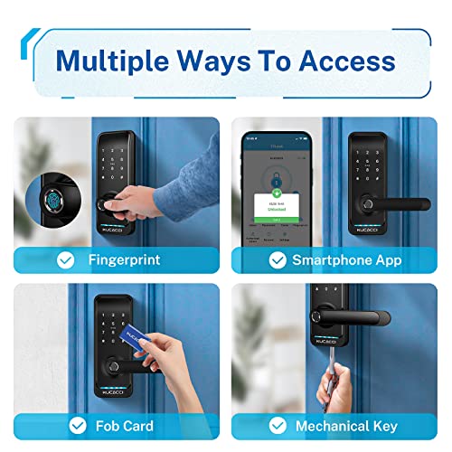 KUCACCI Keyless Entry Smart Lock with Handle: Kucacci Smart Door Lock with Keypad - Digital Fingerprint Lock with Keypad -APP Control for Exterior Door- Easy Retrofit Knob Deadbolt Lever - Image 2