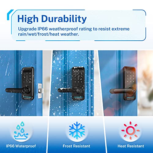 KUCACCI Keyless Entry Smart Lock with Handle: Kucacci Smart Door Lock with Keypad - Digital Fingerprint Lock with Keypad -APP Control for Exterior Door- Easy Retrofit Knob Deadbolt Lever - Image 4