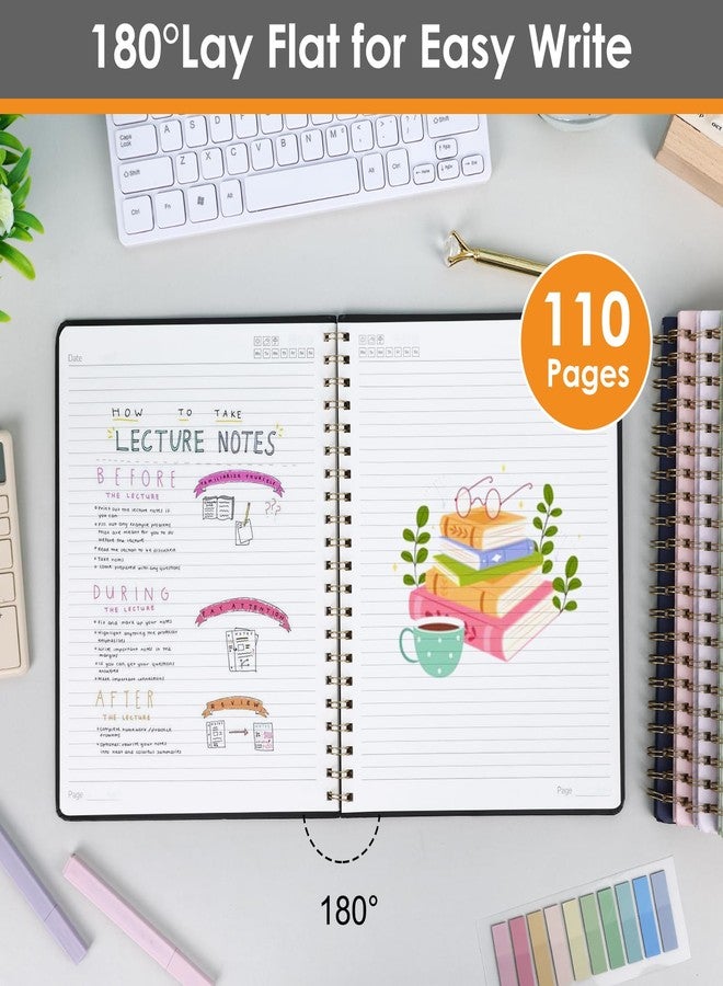 LABUK Spiral Notebook 8.5 x 11, A4 Large Notebooks for Women Men, 110 Pages College Ruled Hardcover Notebook for Work School Note Taking(Black) - Image 3