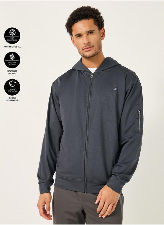 Styli Hooded Training Jacket with Sleeve Zipper Detail  - Image 1