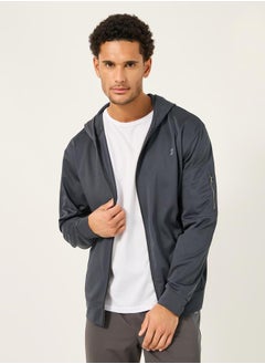 Styli Hooded Training Jacket with Sleeve Zipper Detail  - Image 2