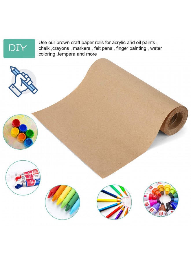Bransio Brown Kraft Paper Roll - 12 inch x 100 Feet (30M)- Natural Recycled Paper Perfect for Crafts, Art, Small Gift Wrapping,Parcel Shipping ect, 100% Recycled Material - Image 2