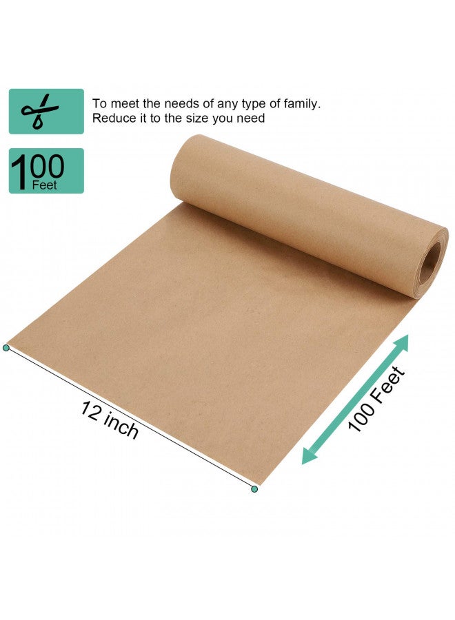 Bransio Brown Kraft Paper Roll - 12 inch x 100 Feet (30M)- Natural Recycled Paper Perfect for Crafts, Art, Small Gift Wrapping,Parcel Shipping ect, 100% Recycled Material - Image 1