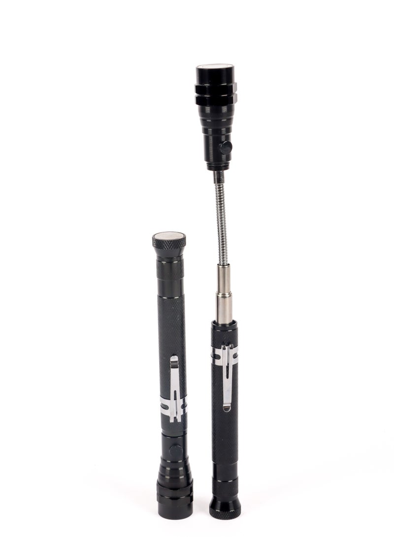 LUSTER 2pc Extendable led flashlight with hanging clip and strong magnetic base black - Image 2
