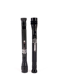 LUSTER 2pc Extendable led flashlight with hanging clip and strong magnetic base black  - Image 3