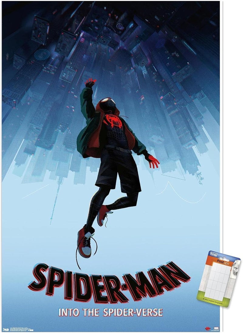 مؤسسة فكرة اليوم - ملصق الحائط المتساقط من Marvel Spider-Man - Into The Spider-Verse، مقاس 22.375 بوصة × 34 بوصة، مجموعة الملصقات والحامل - Image 1