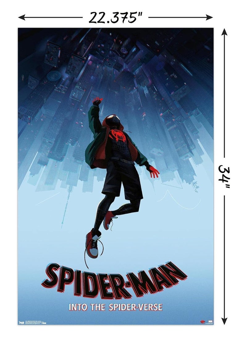 مؤسسة فكرة اليوم - ملصق الحائط المتساقط من Marvel Spider-Man - Into The Spider-Verse، مقاس 22.375 بوصة × 34 بوصة، مجموعة الملصقات والحامل - Image 1