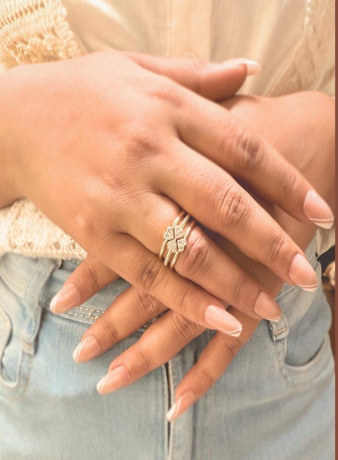 MONOZO 18k Gold plated Ring for Women | Cubic Zirconia Copper Adjustable Finger Ring for Girls | Western Ring | Girl Fashion Jewellery (4 Heart Golden) - Image 4