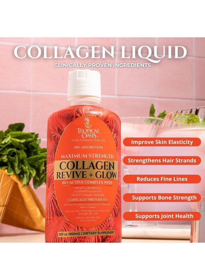 تروبيكال أويسيز كولاجين سائل متوهج للنساء والرجال - ٥٠٠٠ ملغ من ببتيدات الكولاجين المُحللة فيريسول + البيوتين | يدعم مرونة البشرة، نمو الشعر، وتقوية الأظافر | مكونات مُختبرة سريريًا | ٣٢ جرعة - Image 4