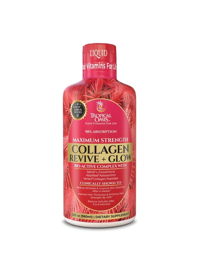 تروبيكال أويسيز كولاجين سائل متوهج للنساء والرجال - ٥٠٠٠ ملغ من ببتيدات الكولاجين المُحللة فيريسول + البيوتين | يدعم مرونة البشرة، نمو الشعر، وتقوية الأظافر | مكونات مُختبرة سريريًا | ٣٢ جرعة - Image 1